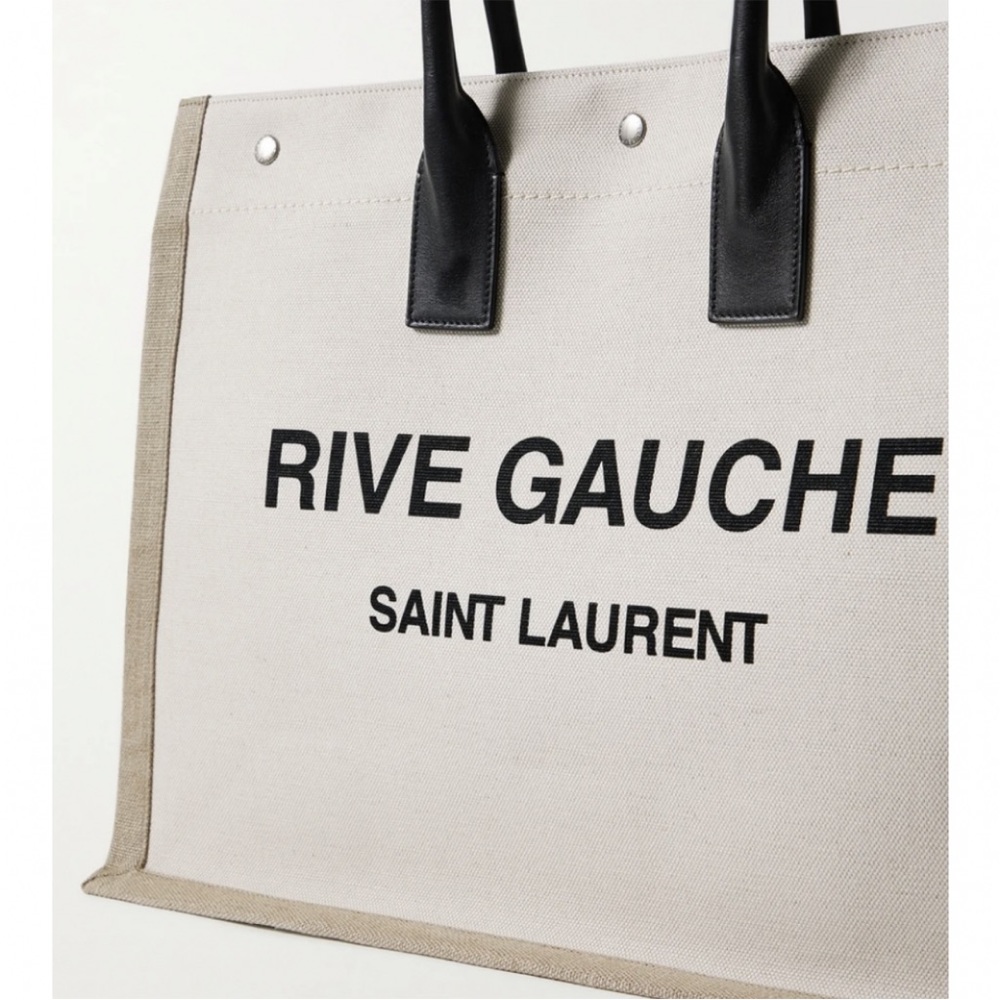 SAINT LAURENT Rive Gauche logo printed canvas large tote - Picture 3 of 4